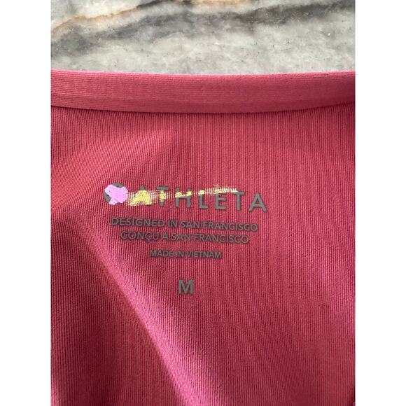 NWT Athleta Pacer Mesh Athletic Long Sleeve Cropped Top Medium "Berry Rose" - Picture 8 of 12